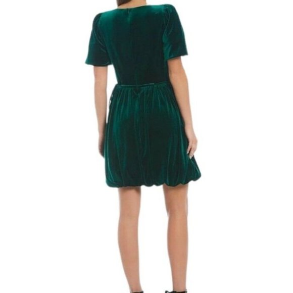 Antonio Melani Nicola Bathie Green Velvet  Dress Round Neck Short 8 - Picture 6 of 8